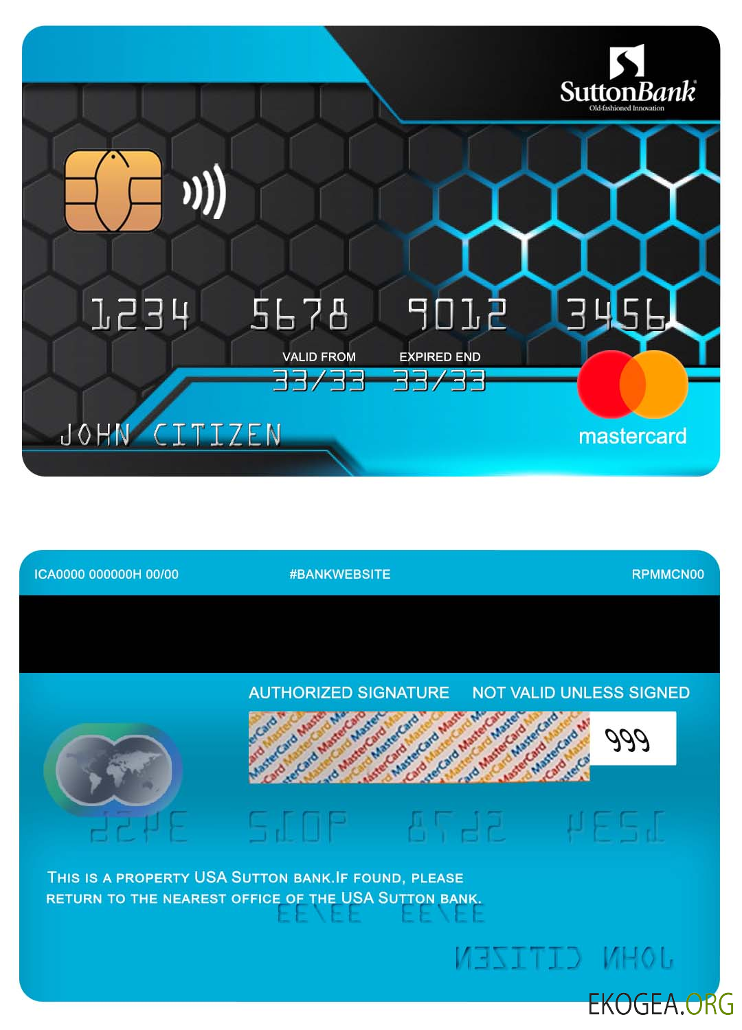 Carte Mastercard de la banque Sutton aux États Unis